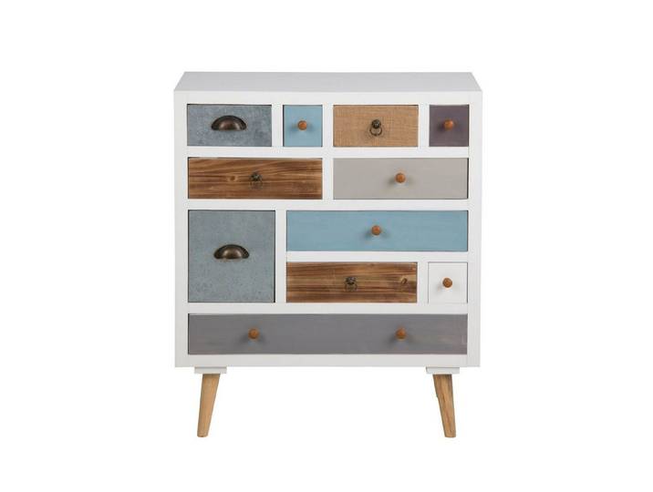 ebuy24 Kommode Thames Kommode in weiss mit 11 multifarben Schubla