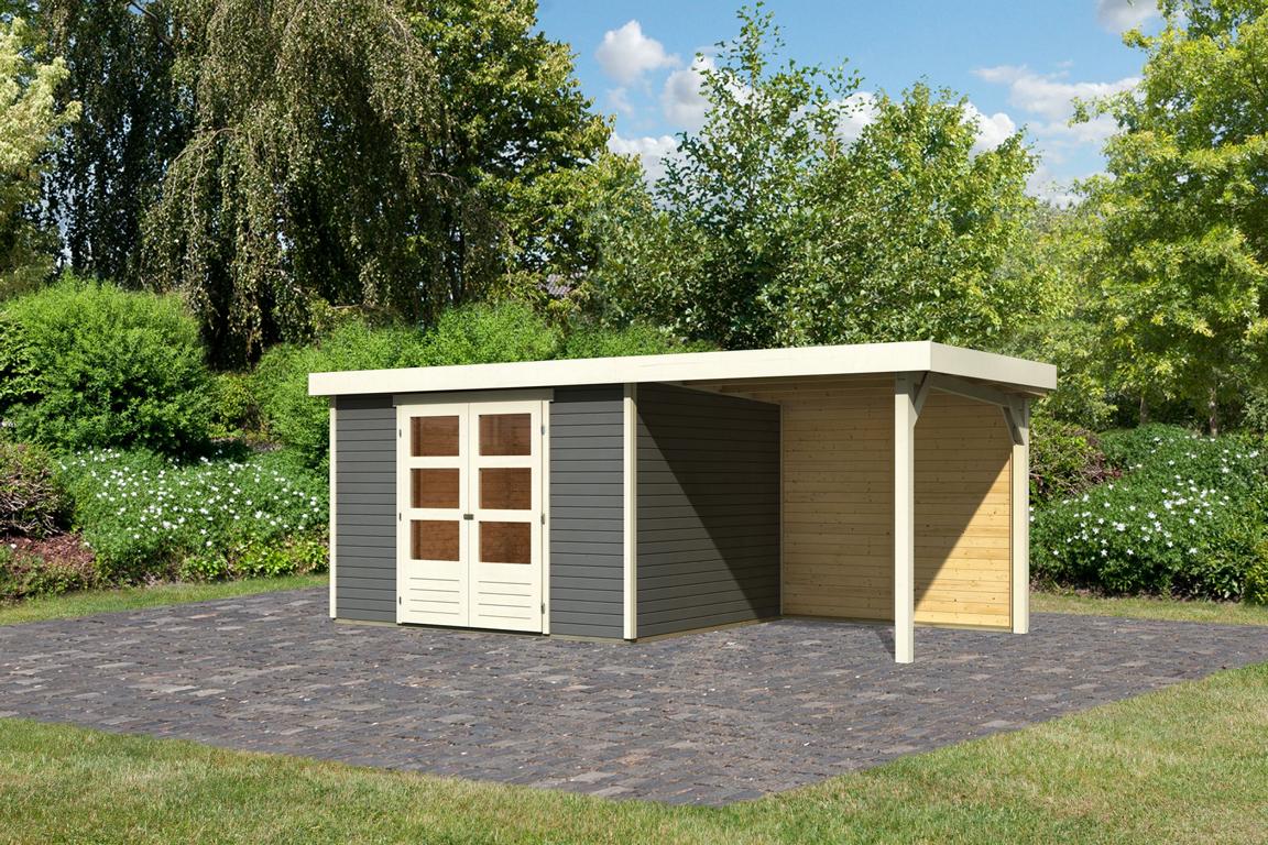 KARIBUHOLZT SH Askola 5 terra 302x242x211 mitAD 2,40m + Rückwand 16905511