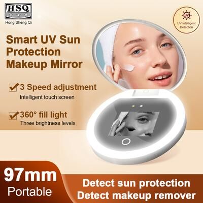 Fusion Finds Smart UV Makeup Mirror With LED Light & Sunscreen Detection Camera For Travel Smart UV Makeup Mirror With LED Light & Sunscreen Detection Camera For Travel