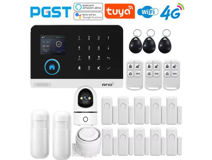 Alarme antivol domestique PGST, système d'alarme sans fil intelligent pour la maison, WiFi, application intelligente Tuya 4G, compatible avec Alexa