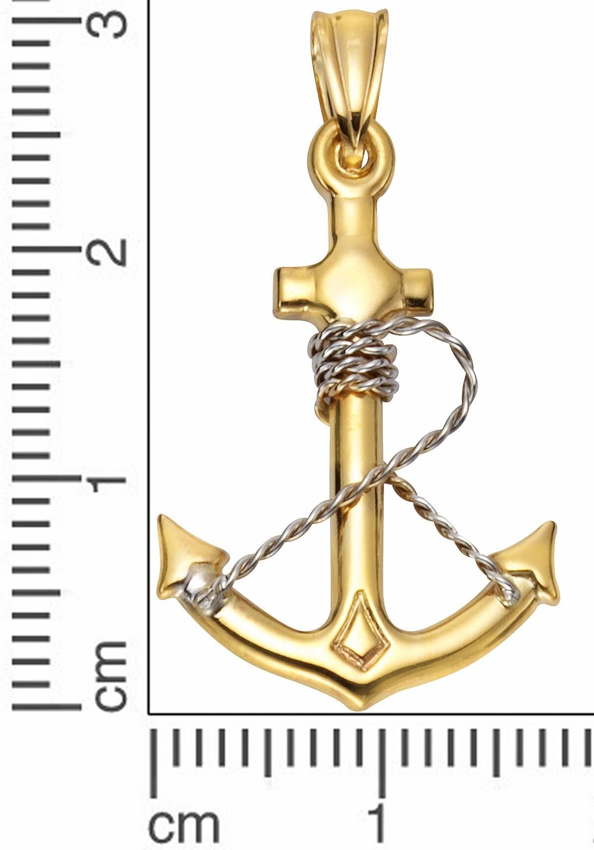 Ankeranhänger FIRETTI "Schmuck Geschenk Gold 375 Halsschmuck Anhänger Halskette "Anker", gold (gelbgold, 375, silberfarben), Schmuckanhänger, Damen, Gelbgold 375, 1,35 g, Ankeranhänger