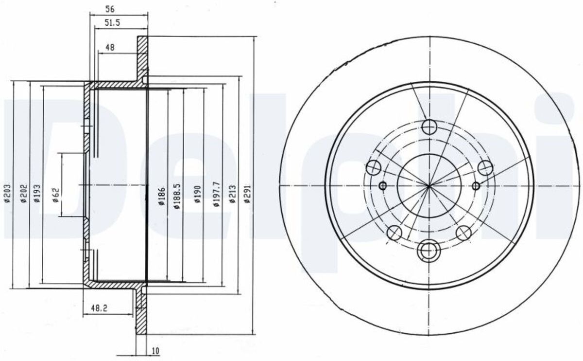 Delphi Dischi freno BG4178 posteriore, pieno, 2 Pezzo