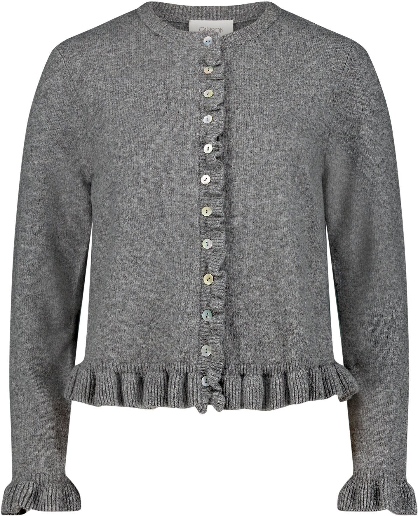 Cardigan CARTOON "Cardigan mit Rüschen", Damen, Gr. 34, grau, Strickjacken Cardigan