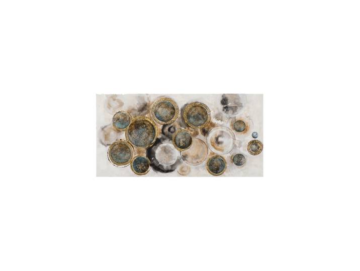 Handgemaltes Bild „Circles“ 70 x 140 cm Silber, Gold, Beige Crea Collection