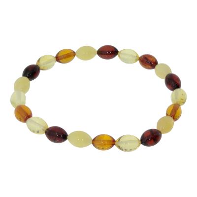 Armband OSTSEE-SCHMUCK "- Olive 9 x 6 mm - Bernstein -" Gr. 18, bunt (mehrfarbig), Armbänder, Damen, Bernstein, Armband