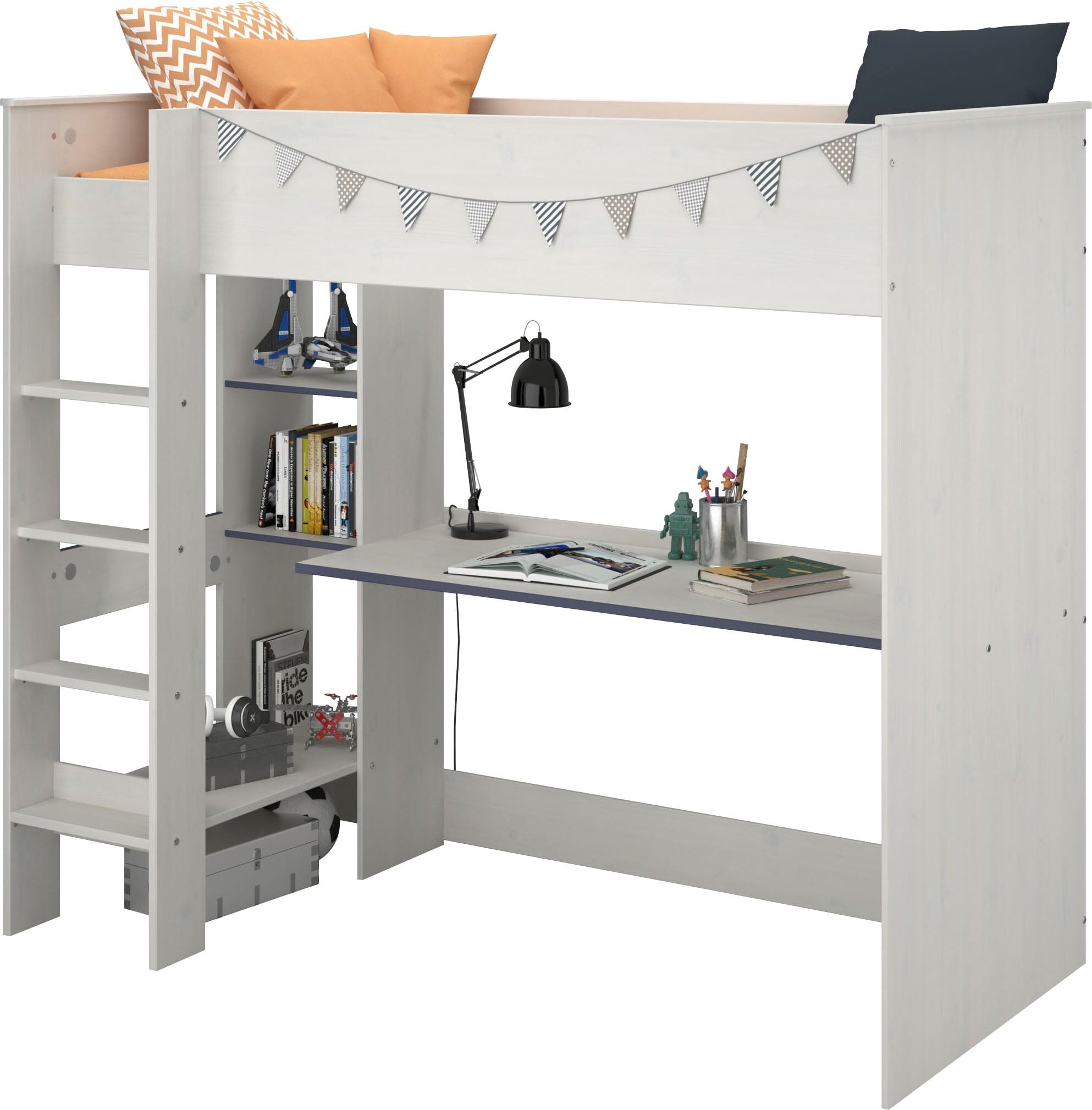 Hochbett PARISOT "Smoozy", weiss (weiß), Liegefläche B/L: 90cm x 200cm, kein Härtegrad, kein Härtegrad, Hochbetten, Hochbett weiß Liegefläche B/L: 90cm x 200cm, kein Härtegrad, kein Härtegrad