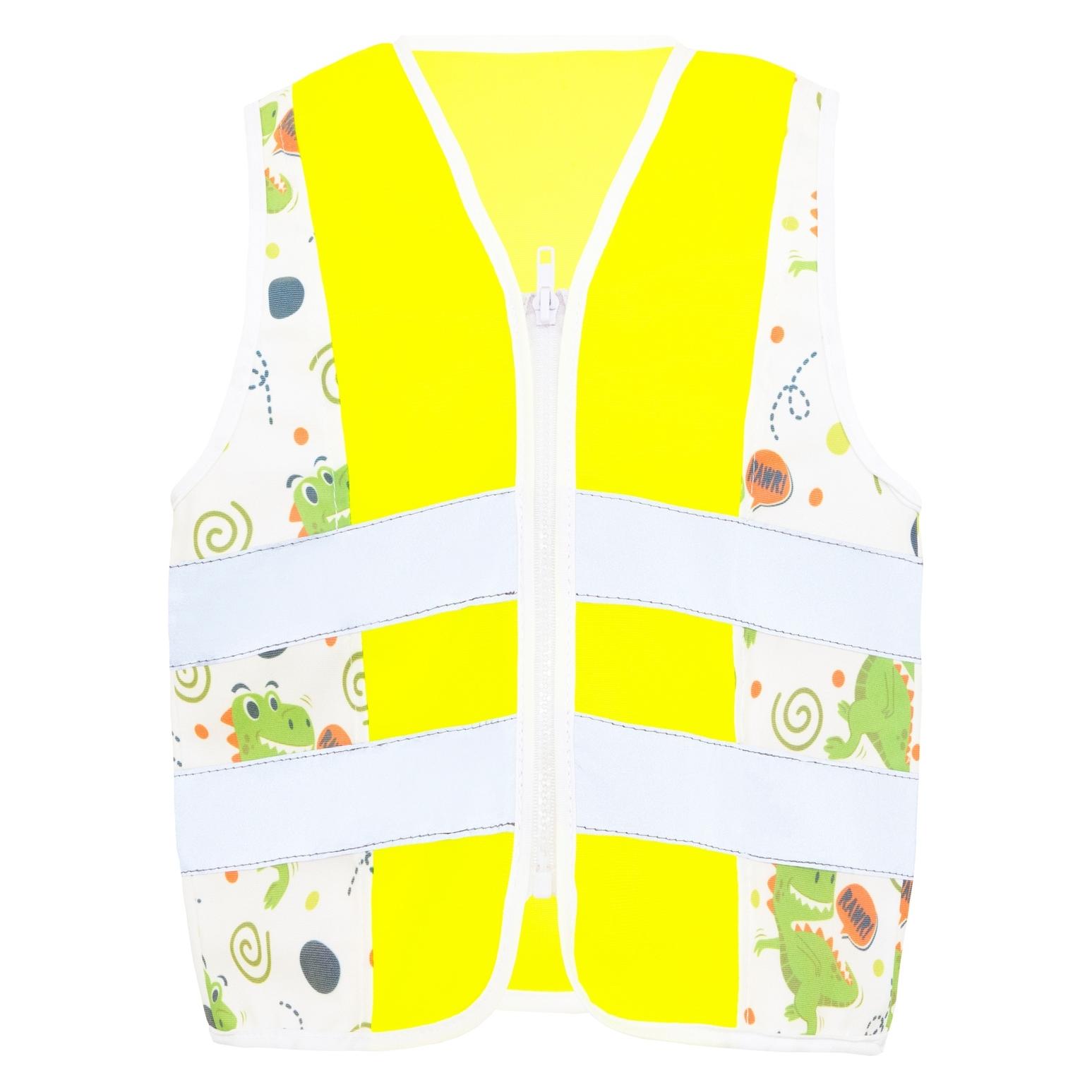 Korntex Kinder Warnweste Dinosaurs Gelb/T-Rex CO2 Neutral XS EN 17353 ACTDINREXYW (XS) (76.ACTN)