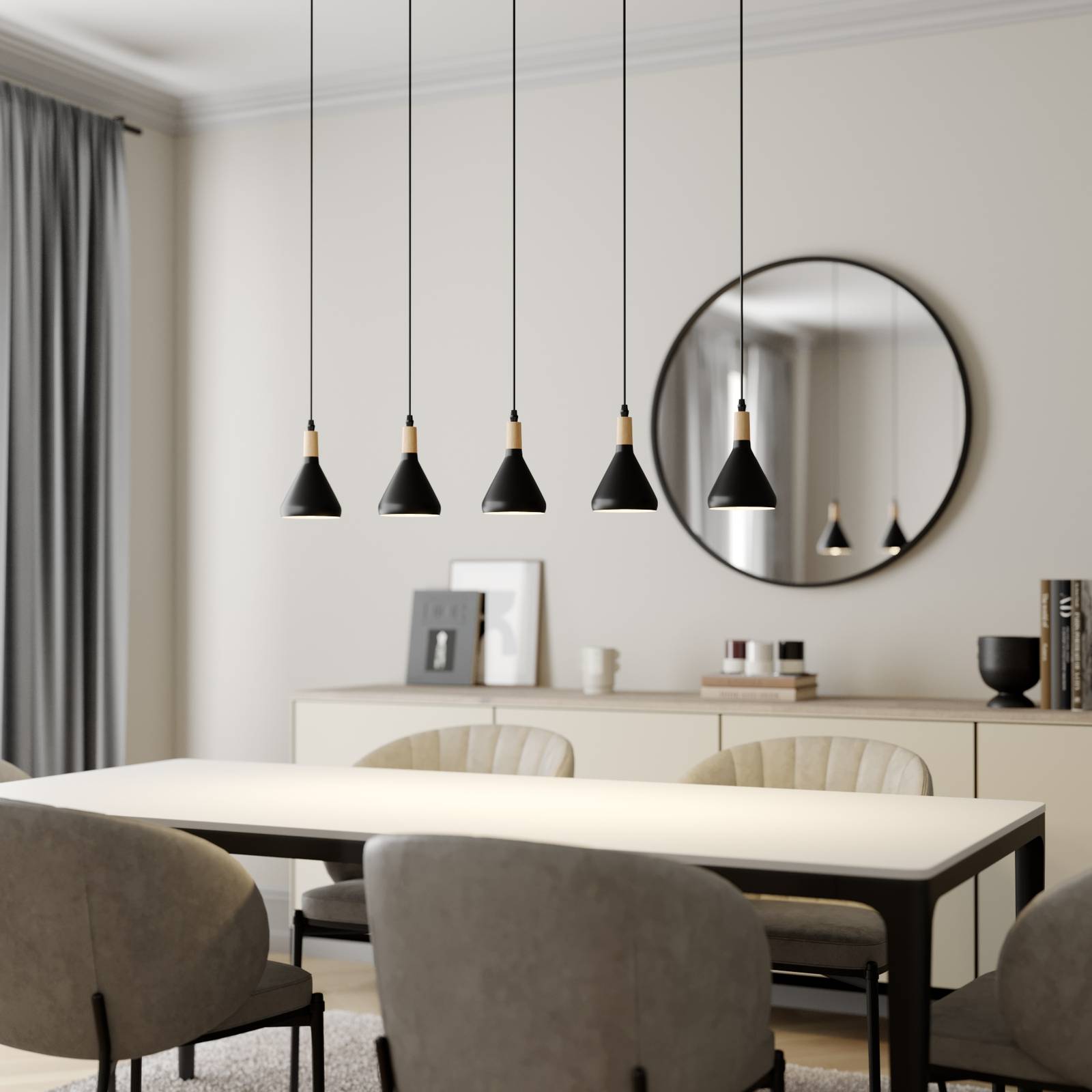 Lámpara colgante Arina Lindby, atenuable, Negro, Salón / Comedor, Metal, Moderno, Lámpara colgante