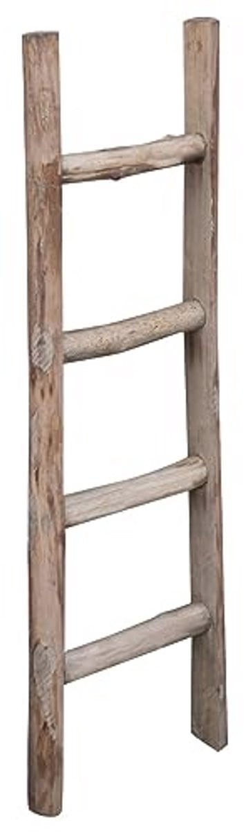 Decoratieve Wandladder voor Badkamer en Woonruimte - Houten Ladder met Metalen Accenten