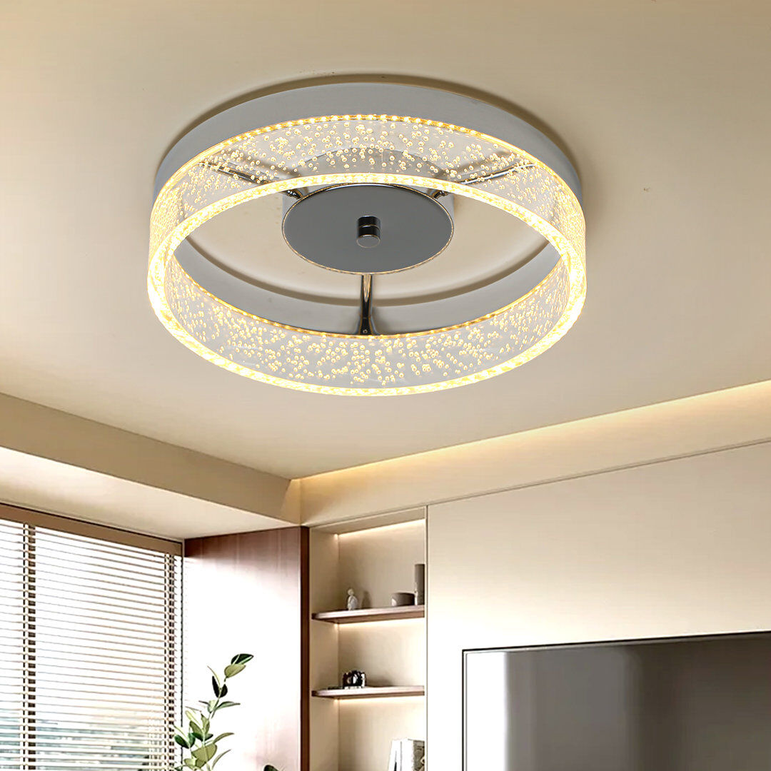 Blue Elephant Agave 1-Light LED Flush Mount Chrome 7cm H x 29.6cm W x 29.6cm D