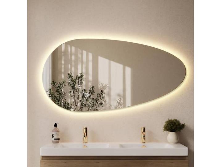 LOMAZOO miroir de salle de bain Adana avec éclairage LED 120 x 61 cm asymétrique