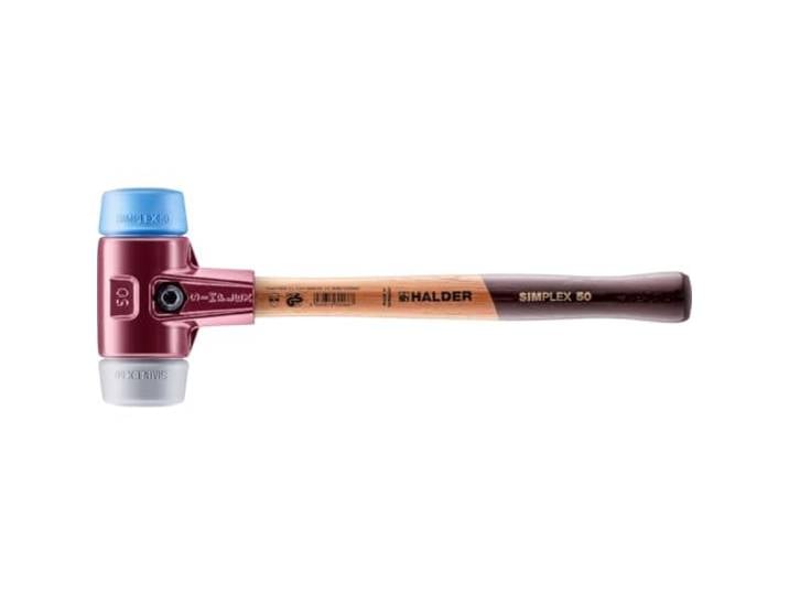 Maillet SIMPLEX\, TPE souple/TPE moyen; avec boîtier en fonte malléable et manche en bois D=50 mm 3013.050