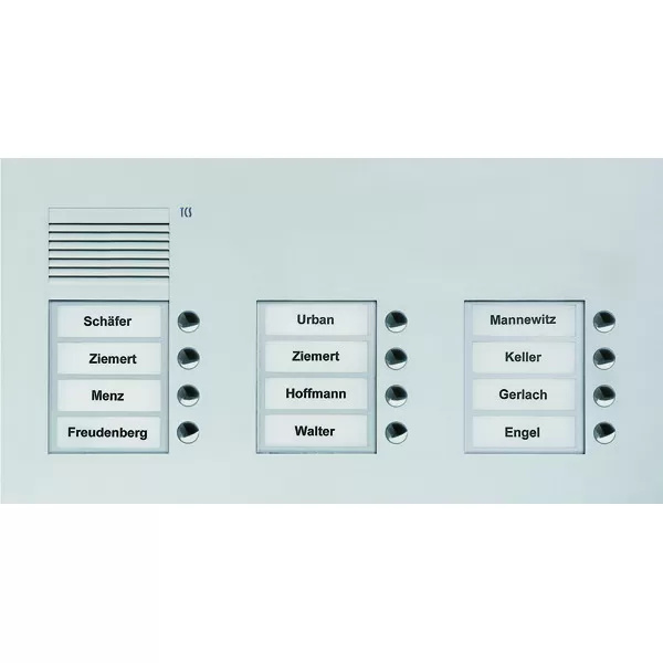 Audio Außenstation Serie PUK 12 Klingeltasten (rechtsbündig), 3-spaltig, UP silber TCS PUK12/3-EN