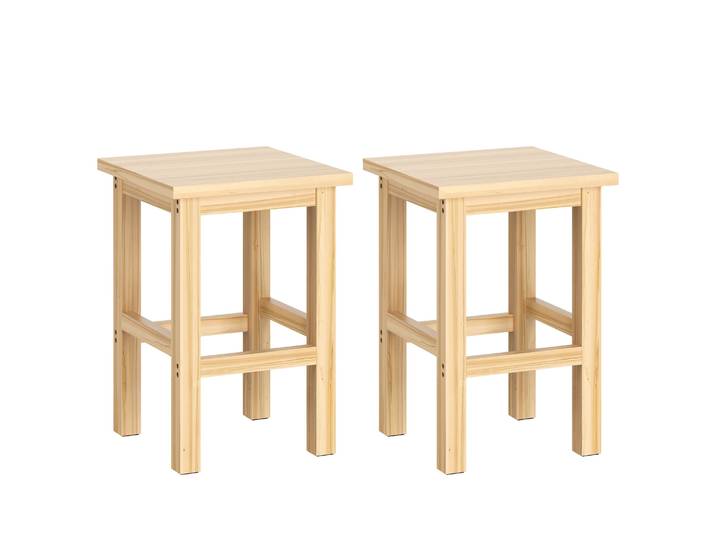 Sitzhocker Holz 31 x 31 x 44 cm 2er Set natur