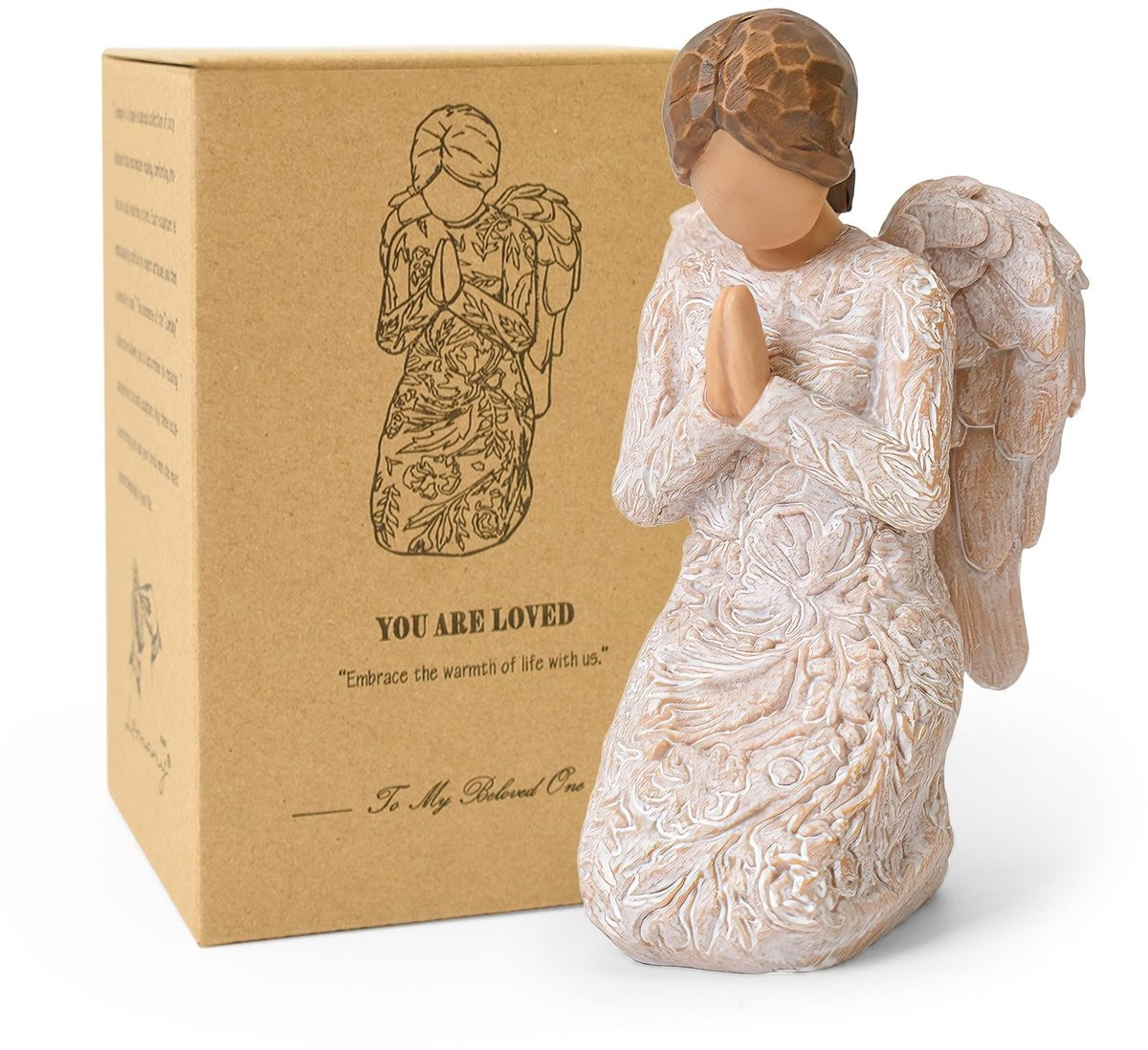 Dailygoods Handgeschilderd Engelbeeldje Biddend voor Religieuze Decoratie en Doopgeschenk