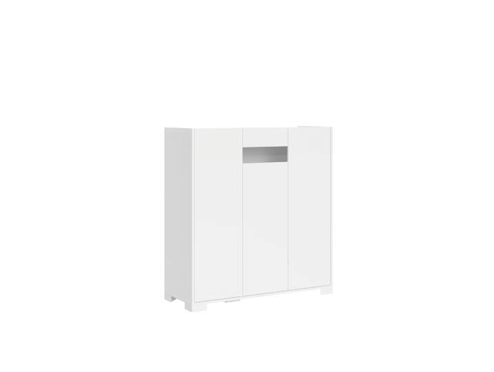 Buffet haut 3 portes 103x35x110 cm effet bois blanc brillant