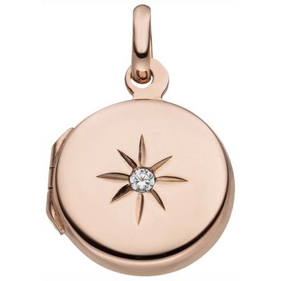 Medallionanhänger JOBO "Anhänger Medaillon", rosa (roségoldfarben, weiß), Schmuckanhänger, Damen, Silber 925 (Sterlingsilber), 925 Silber roségold vergoldet mit Zirkonia