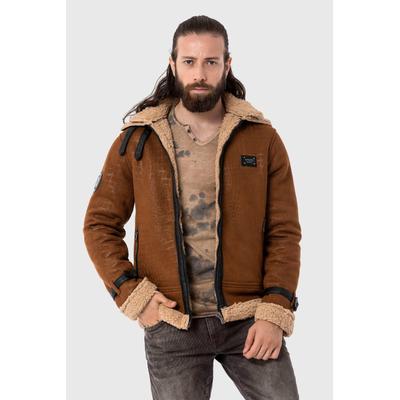 Parka CIPO & BAXX "Jacke", Herren, Gr. S, braun, Stoff, 100% Polyester, unifarben, regular fit normal, Jacken Parka, im Flieger-Look