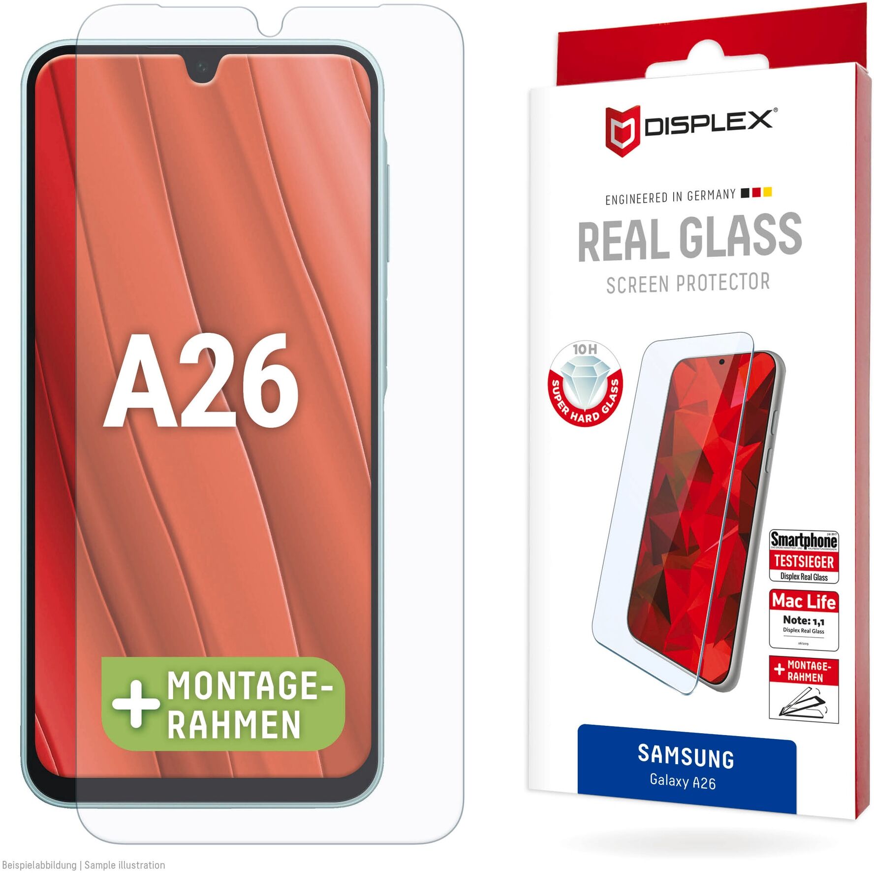 Displex Displayschutzglas "Real Glass Screen Protector", transparent, B:9,1cm H:1,4cm T:20mm, Displayfolien, Displayschutzfolie, Schutzfolie, Bildschirmschutz, kratz- & stoßfest, Displayschutzglas