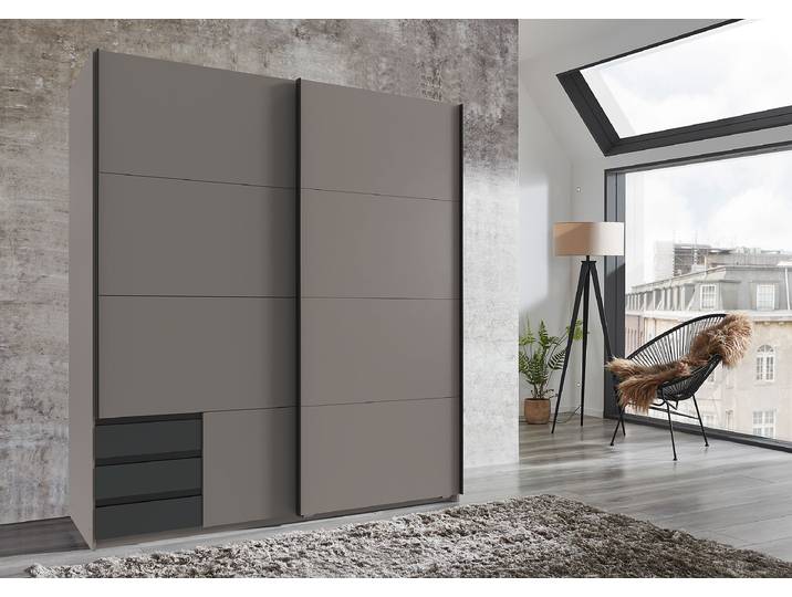 Schwebetürenschrank Bahamas 179cm Schwarz/Grau/Beige/Graphit