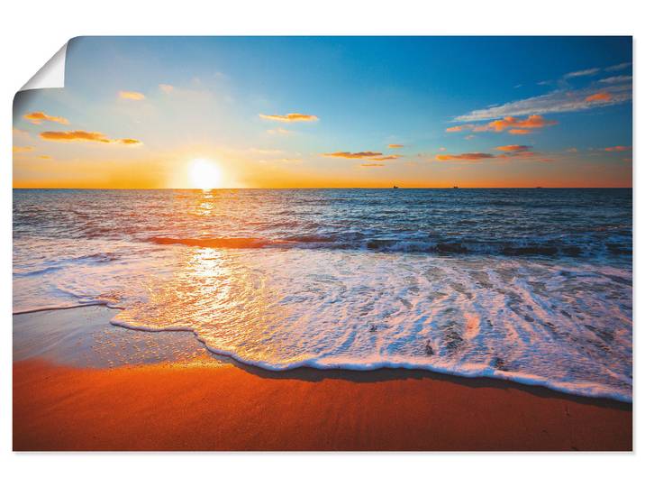 Wandbild ARTLAND Sonnenuntergang und das Meer , blau (farbe bild(er): blau), B:90cm H:60cm, Bilder, Wandbild, als Leinwandbild, Poster in verschied. Grössen