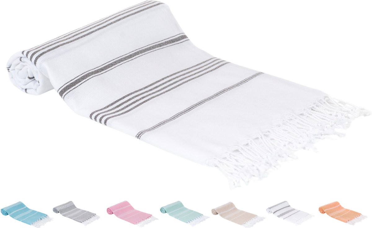 SEPET Hamamdoek Zultanite Wit - XXL 100 x 200 cm - 100% Katoen - Pestemal Stranddoek en Saunadoek