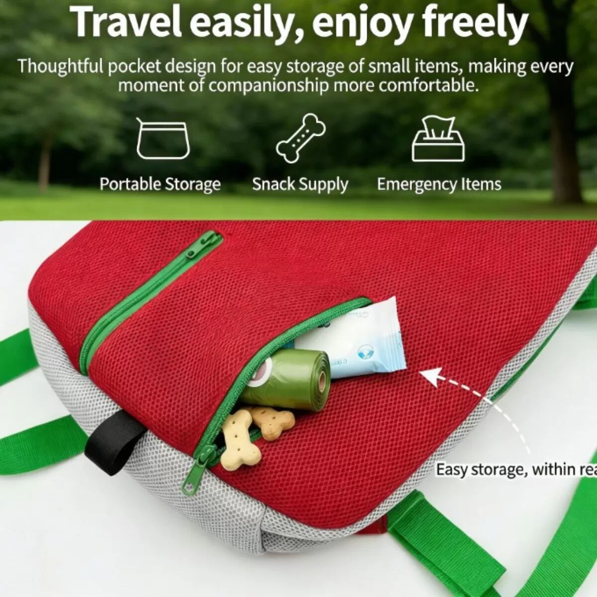 INF Katzenrucksack mit Fronttragefunktion – Tragbarer roter Polyester-Katzenrucksack mit atmungsaktivem Netzgewebe und M