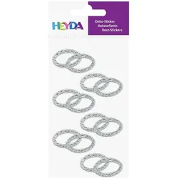 6x Heyda, Sticker, Sticker-Etikett Acrylsteinen Ringe rund glasklar 6 Stück (6 Sticker)