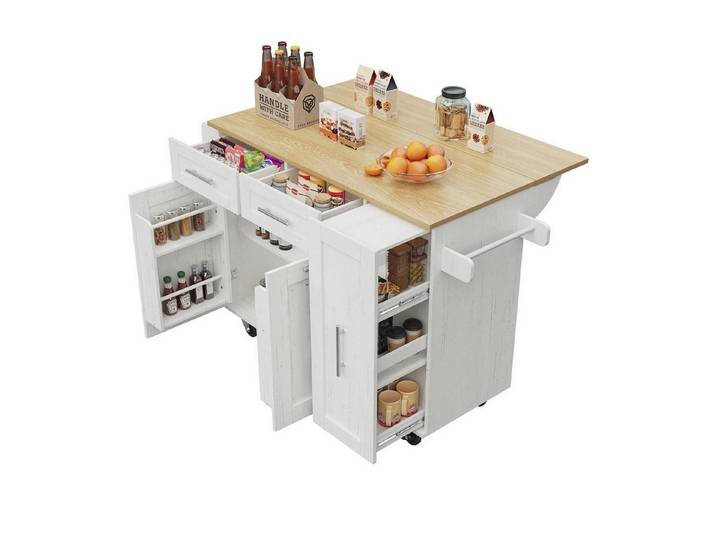 LuxusKollektion Kücheninsel Kücheninsel Küchenschrank Buffetschrank Weiß 134.5x74x90.5cm