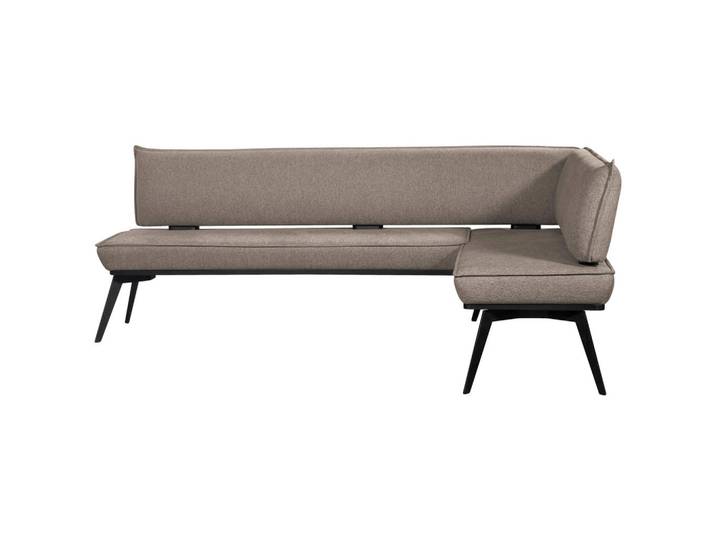 Carryhome Eckbank, Taupe, Schwarz, Metall, Holz, Buche, massiv, Eckteil, 195x165 cm, Stoffauswahl, Esszimmer, Bänke, Eckbänke