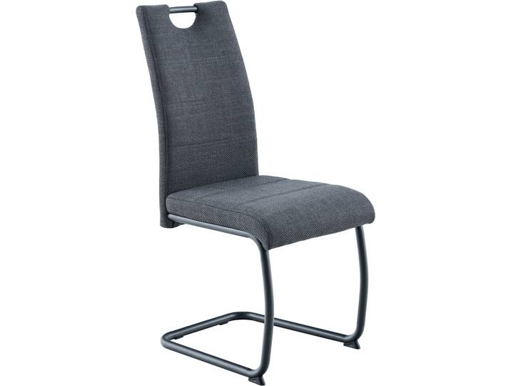 Freischwinger HELA FLORENZ , grau (anthrazit, schwarz, schwarz, anthrazit), B:43cm H:97,5cm T:61cm, Metall, Polyester, Stoff, Stühle, Freischwinger, Rundrohrgestell Matching Colour, gepolstert, mit Griff