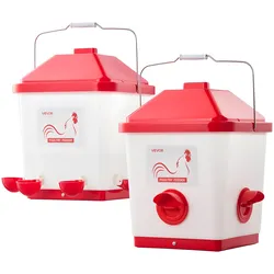VEVOR Futterautomat & Hühnertränke, 18,14 kg/19L, regensicherer Wasserspender mit Wassernapf, kein Futterverlust, automatische Schwerkraftzufuhr, Geeignet für Hühner, Enten & Puten