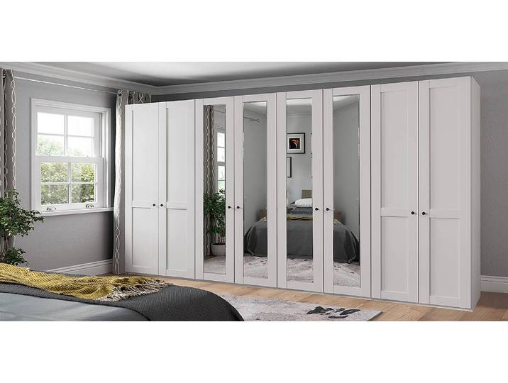 Armoire à portes battantes 393cm Blanc/Blanc 4 miroir