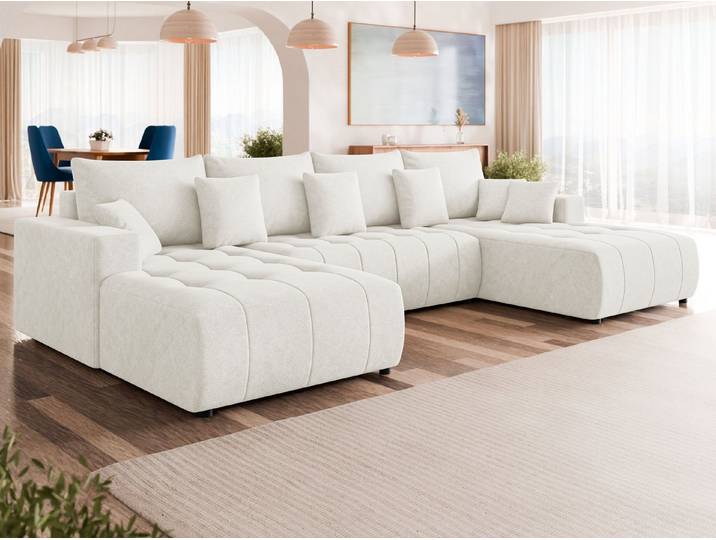 MIRJAN24 Wohnlandschaft Fabio U, mit Schlaffunktion und Bettkasten, Kissen-Set, U-Form
