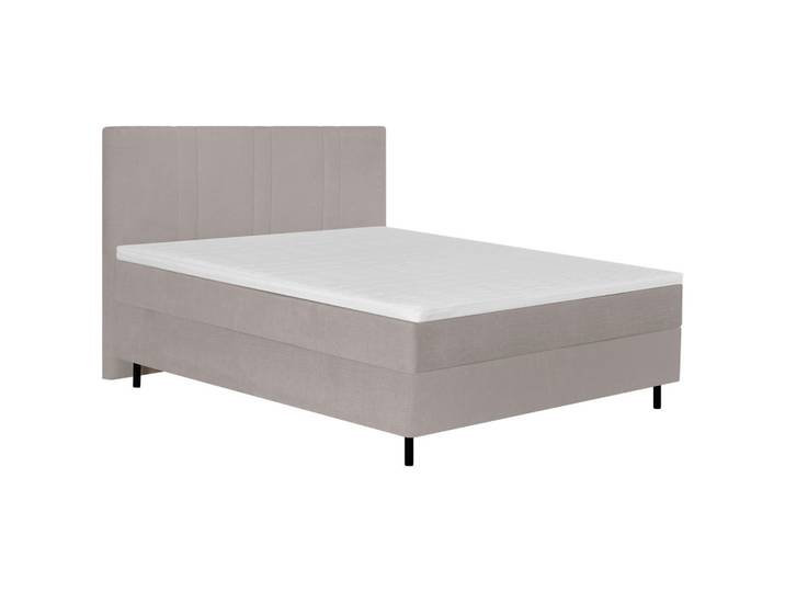 Boxspringbett, Grau, 140x200 cm, Textil, 7-Zonen Matratze & Topper, Modern