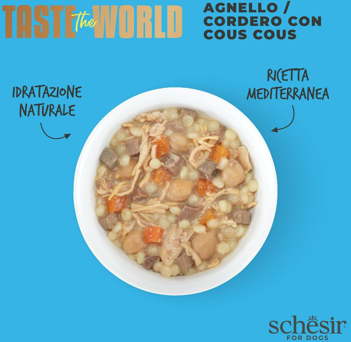 Schesir Taste The World Dog Lattina Multipack 8x150G AGNELlO CON COUS COUS