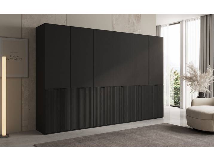 Moduro Faro – Dreimoduliger Design-Kleiderschrank mit strukturierter MDF-Front - Grau - Luxusbetten24