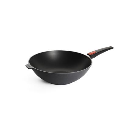 Wok WOLL "MADE IN GERMANY - Diamond Lite", grau (anthrazit), H:9cm Ø:32cm, Pfannen, Wok, abnehmbarer Griff, Induktion