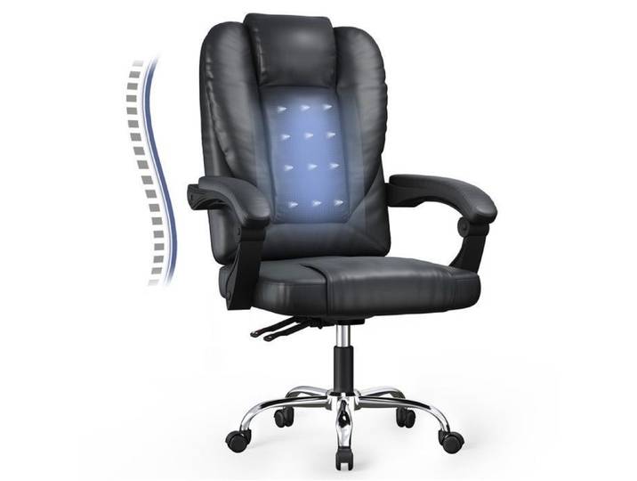 Chaise de bureau BIGZZIA - Siège Ergonomique à roulette 360° - Hauteur réglable - Pivotante Double Rembourrage Epais - Noir