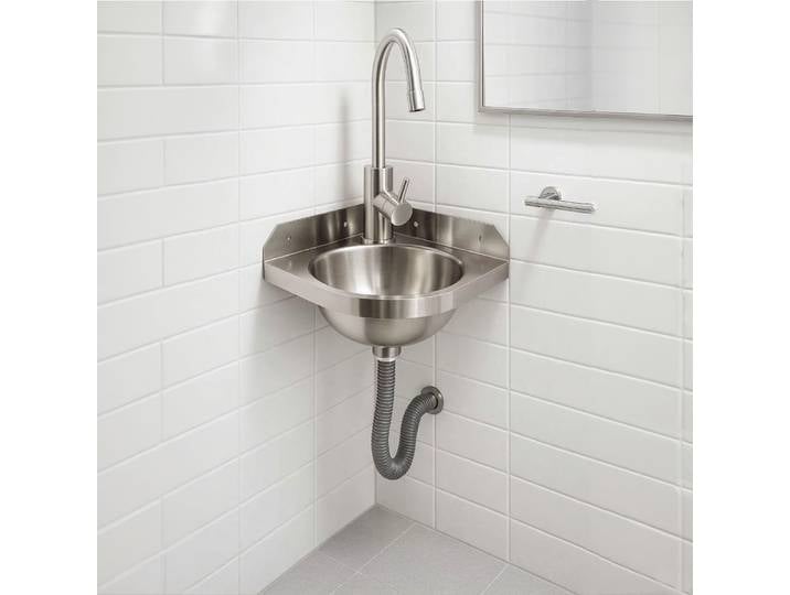 Vanité d'angle murale en acier inoxydable pour évier, mini lavabo triangle, évier commercial, facile à installer, adapté pour camping-car, ca