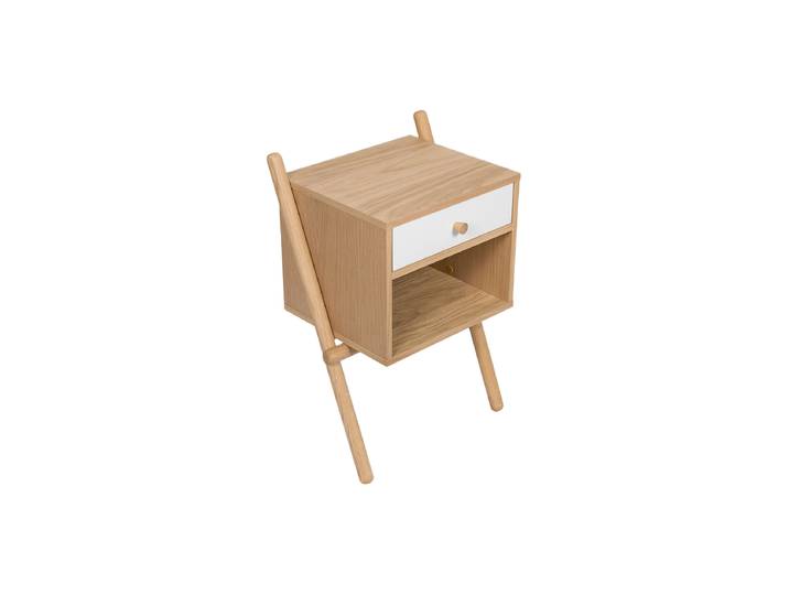 Design Nachttisch „Wiru“, eine Schublade Eiche Natural, Weiss MR.WOOD