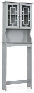 Costway Bathroom Spacesaver Organizer with Adjustable Shelf-Gray