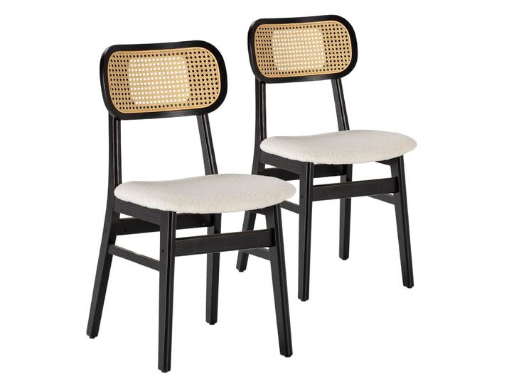 Pack de 2 chaises Noire avec Imitation tissu mouton
