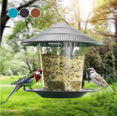 Inspire Picks PerchSmart Automatic Bird Feeder Hanging Multi Hole Outdoor Bird Feeder Dispenser blue