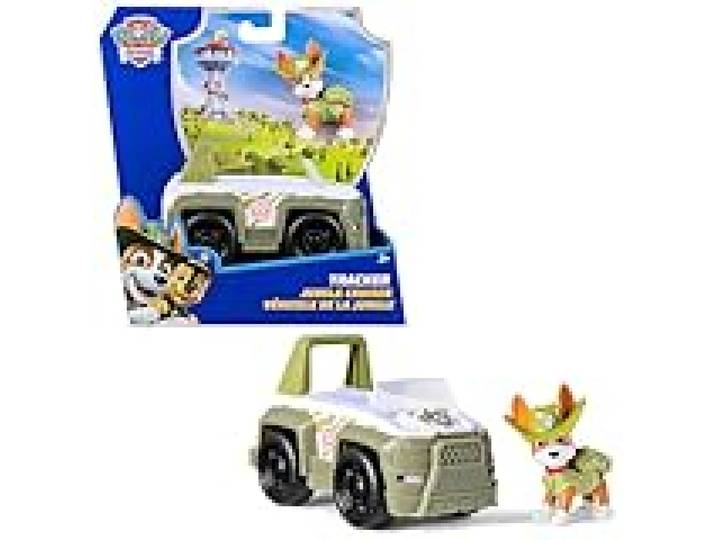 Paw Patrol - Pat Patrouille - Véhicule 15 Cm Et Figurine Tracker Voiture Figurine À Collectionner - Jouet Fabriqué Avec Plastique Recyclé - Voiture Enfant - Pat Patrouille Jouet - Dès 3 Ans