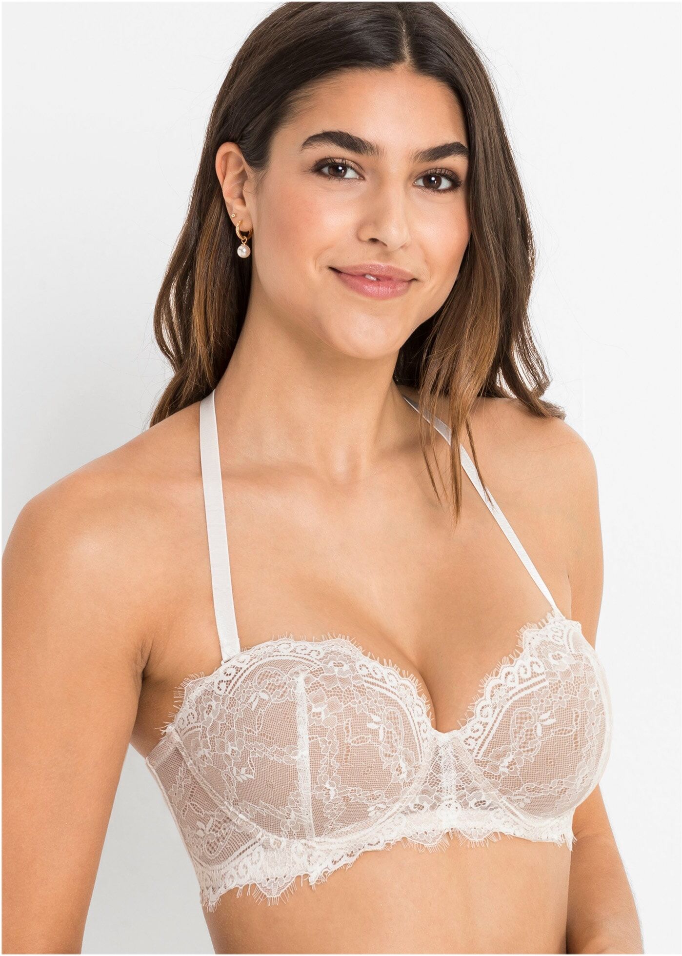 Multiway-BH BONPRIX, Damen, Gr. 100, Cup B, beige (ecru, hellbraun), Spitze, Obermaterial: 86% Polyamid, 14% Elasthan. Spitze: 87% Polyamid, 13% Elasthan, leicht transparent, unifarben, BHs Multiway-BH, mit abnehmbaren Trägern, Balconette-Schnitt, zarte S