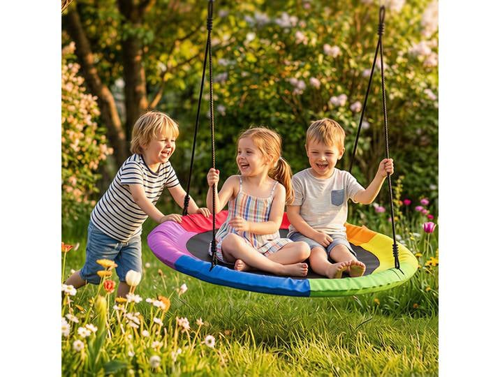 AIYAPLAY Balançoire-Nid Suspendue 100x100cm 300kg Réglable Multicolore