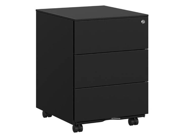 Caisson armoire de bureau mobile verrouillable - HELLOSHOP26 - 3 tiroirs - Acier - Noir mat - Préassemblé