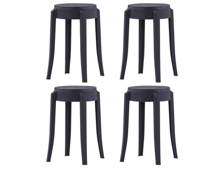 vidaXL Stapelbare Hocker 4 Stk. Schwarz Kunststoff
