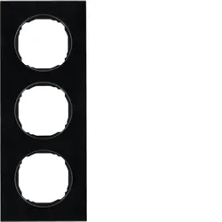 Berker 10132616 Rahmen 3fach, flach, R.8, Glas schwarz